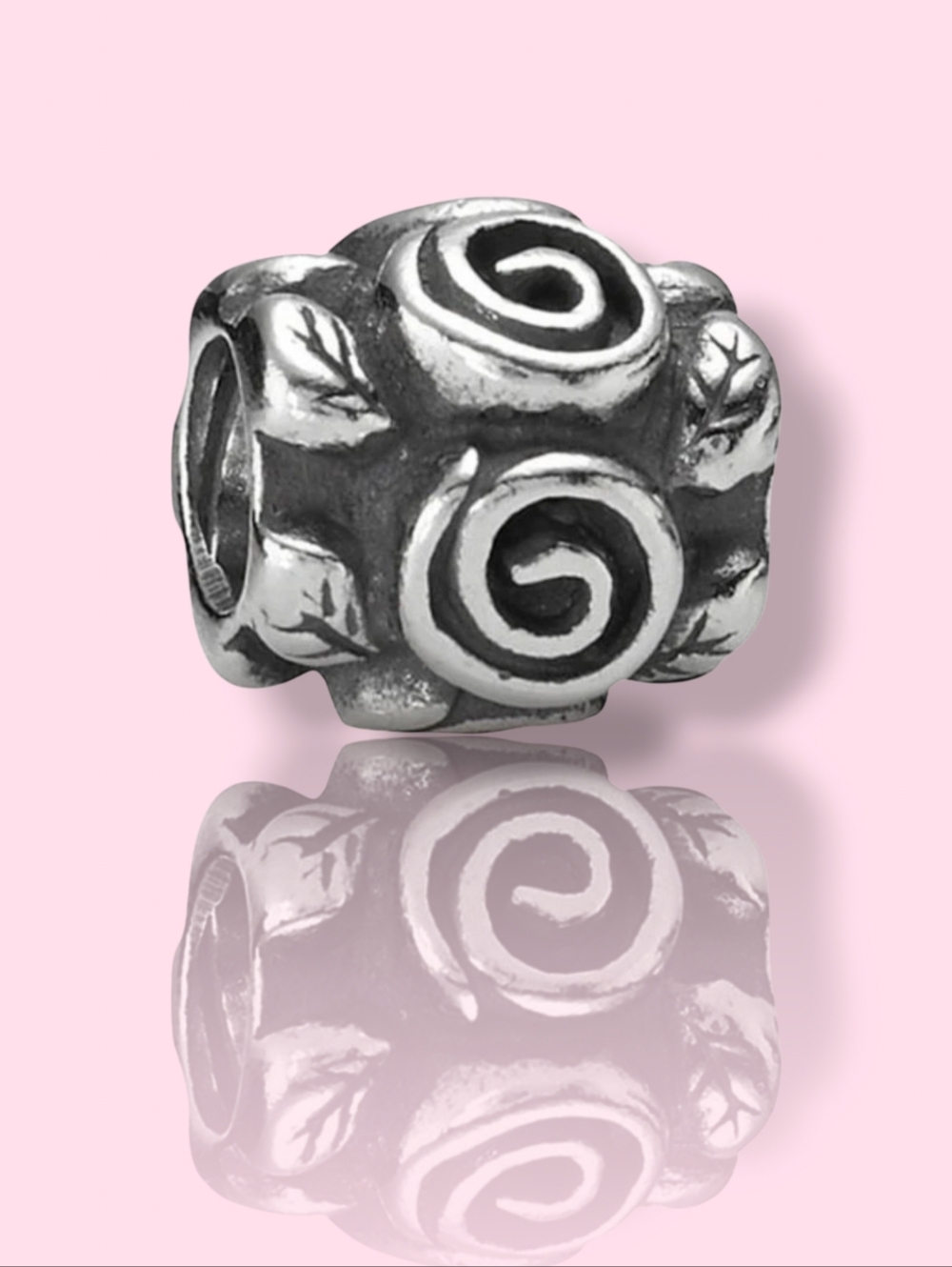PANDORA Sterling Silver Rose Leaf Bead Charm Retired